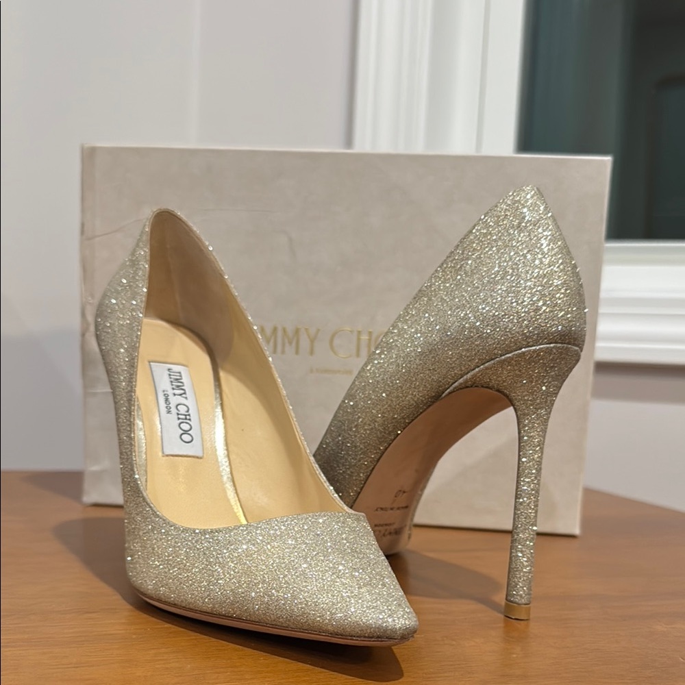 Jimmy Choo Gold Stiletto Heels